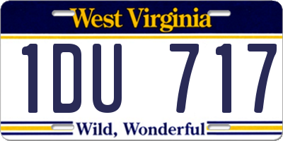 WV license plate 1DU717