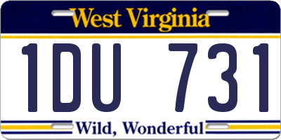 WV license plate 1DU731