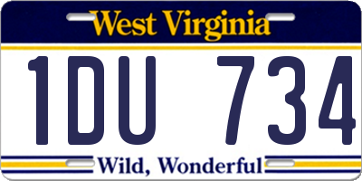 WV license plate 1DU734