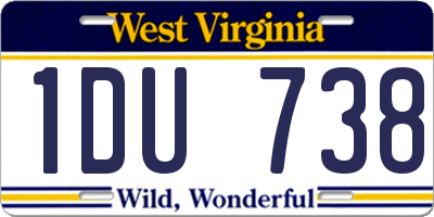 WV license plate 1DU738