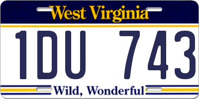 WV license plate 1DU743