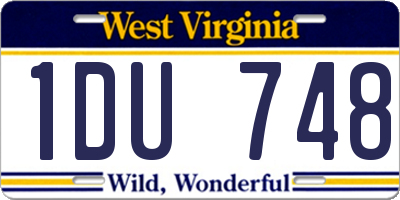 WV license plate 1DU748