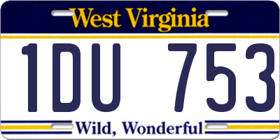WV license plate 1DU753