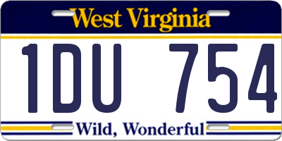 WV license plate 1DU754