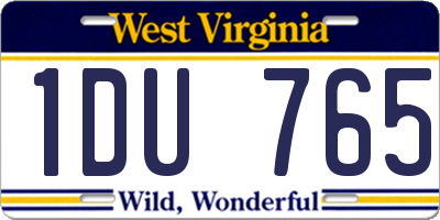 WV license plate 1DU765