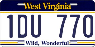 WV license plate 1DU770
