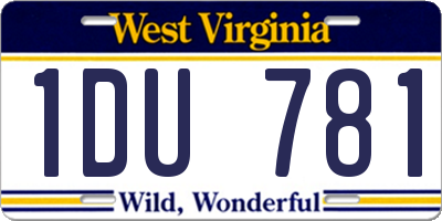 WV license plate 1DU781