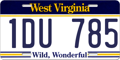 WV license plate 1DU785
