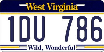 WV license plate 1DU786