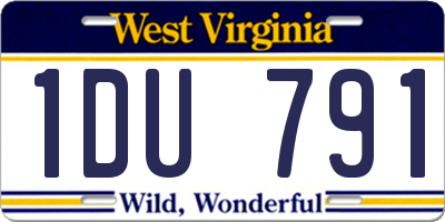 WV license plate 1DU791