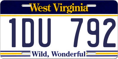 WV license plate 1DU792
