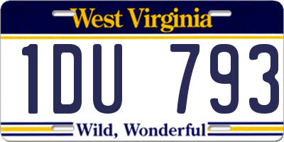 WV license plate 1DU793