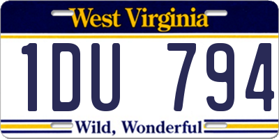 WV license plate 1DU794