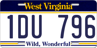 WV license plate 1DU796