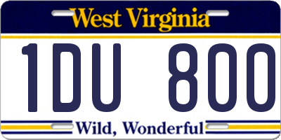 WV license plate 1DU800