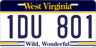 WV license plate 1DU801