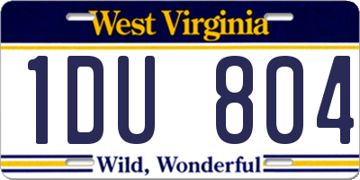 WV license plate 1DU804