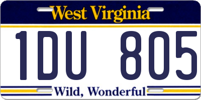 WV license plate 1DU805