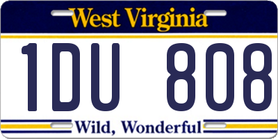 WV license plate 1DU808
