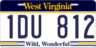 WV license plate 1DU812