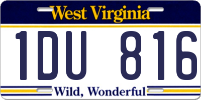 WV license plate 1DU816
