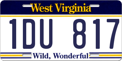 WV license plate 1DU817