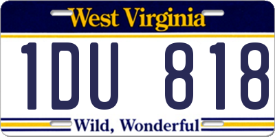 WV license plate 1DU818