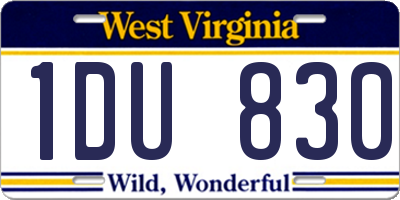 WV license plate 1DU830
