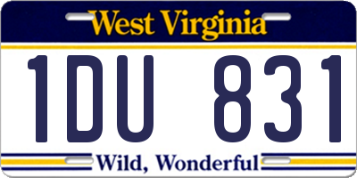 WV license plate 1DU831