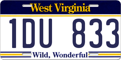 WV license plate 1DU833