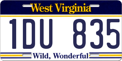 WV license plate 1DU835