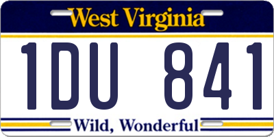 WV license plate 1DU841