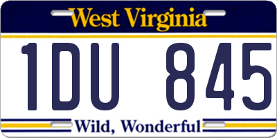 WV license plate 1DU845