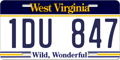 WV license plate 1DU847