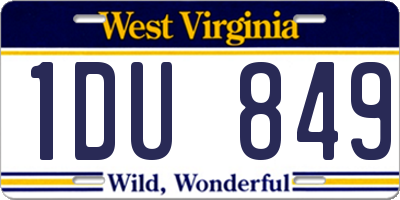 WV license plate 1DU849