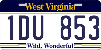 WV license plate 1DU853