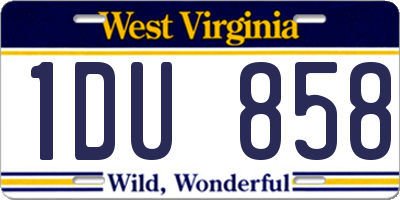 WV license plate 1DU858