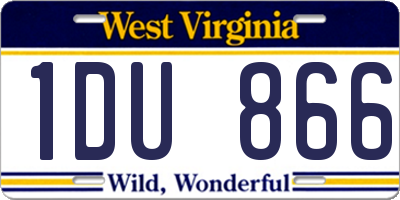 WV license plate 1DU866