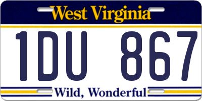 WV license plate 1DU867