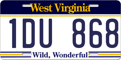 WV license plate 1DU868