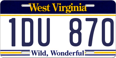 WV license plate 1DU870
