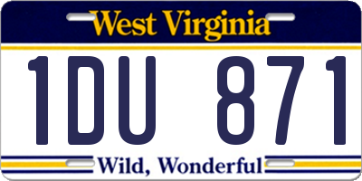 WV license plate 1DU871