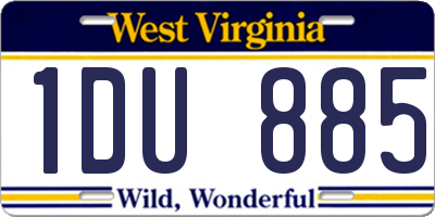 WV license plate 1DU885