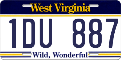WV license plate 1DU887
