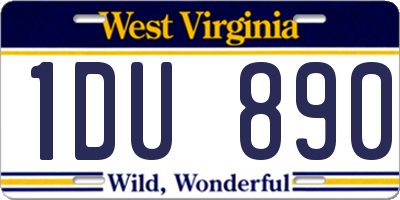 WV license plate 1DU890