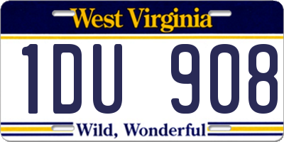 WV license plate 1DU908