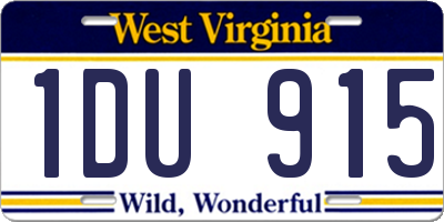 WV license plate 1DU915