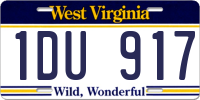 WV license plate 1DU917