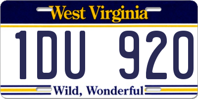 WV license plate 1DU920