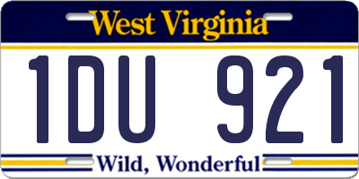 WV license plate 1DU921